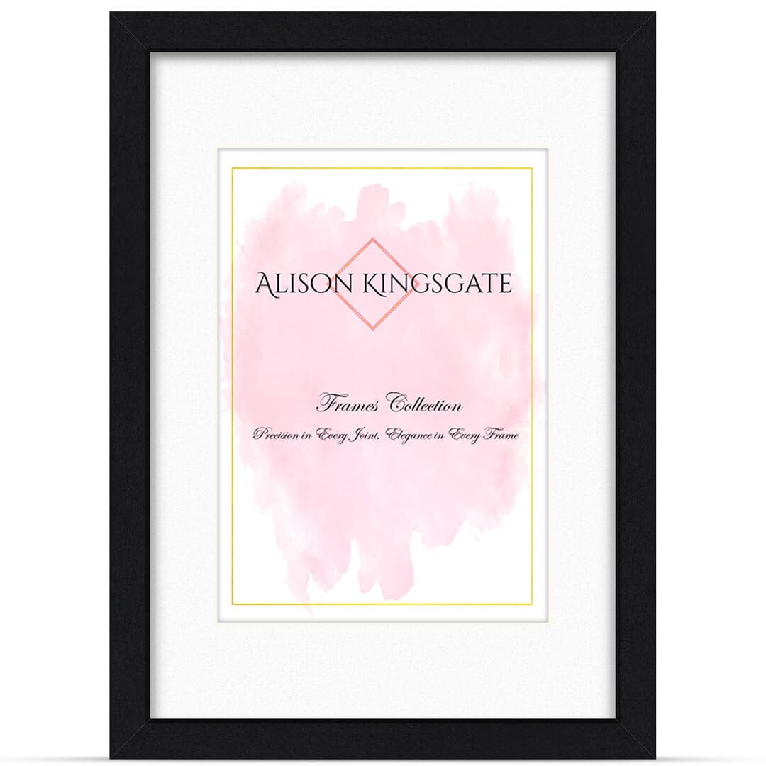Alison Kingsgate A1 Matte Black Picture Frame with A2 Mount - Engineered Wood Photo Frame with Precision Cut Cardboard Mount - Ideal for Posters -Sizes & Colours Available — image 1