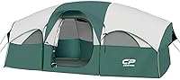 CAMPROS 8 Person Camping Tent - Weatherproof Family Tent with 2 Rooms, 5 Mesh Windows, Easy Setup, 72" Height