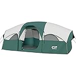 CAMPROS CP Tent-8-Person-Camping-Tents, Waterproof Windproof Family Tent, 5 Large Mesh Windows, Double Layer, Divided Curtain for Separated Room, Portable with Carry Bag - Dark Green