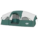 CAMPROS CP Tent 8 Person Camping Tents, Weather Resistant Family Tent, 5 Large Mesh Windows, Double Layer, Divided Curtain for Separated Room, Portable with Carry Bag
