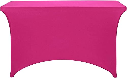 Miniatura 510 de FORLIFE Paquete de 6 manteles de elastano, de ajuste universal para mesas rectangulares de 6 pies, para patios, bodas, banquetes, fiestas