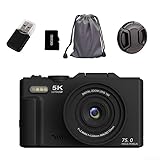 Fotocamera digitale, 5K HD digitale con trasferimento WiFi con schermo a flip, messa a fuoco automatica, autoritratto per studenti, fotograf …