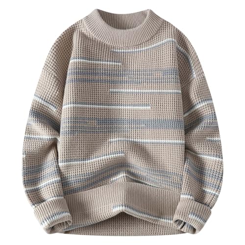 Muscularfit Mens Sweaters Vintage Striped Loose Fit Long Sleeve Casual Crewneck Sweater Fall Winter Fashion Knitted Sweaters
