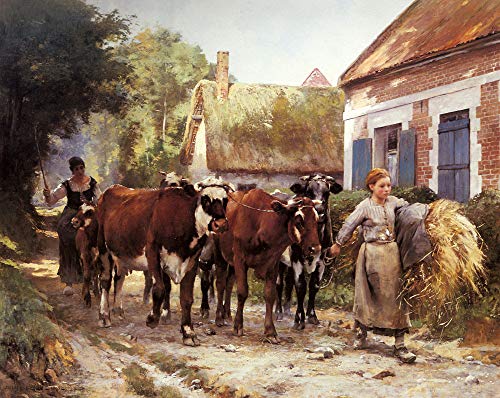 Peinture à l'huile faite à la main de Julien Dupré : réalisme campagnard haut de gamme sur toile