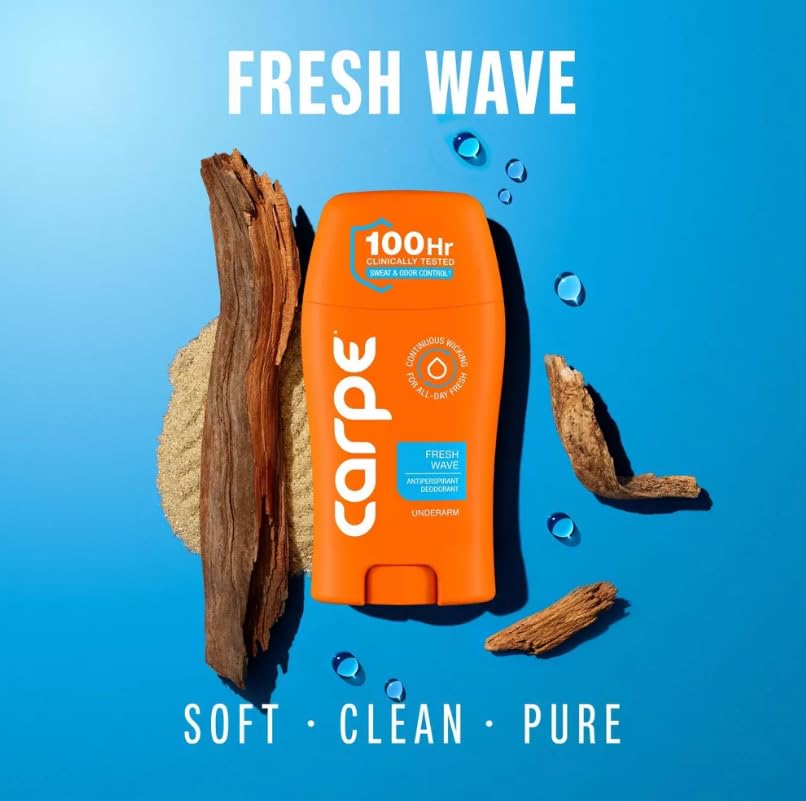Carpe Men's 100HR Sweat & Odor Control Antiperspirant Deodorant - Fresh Wave - 1.76oz: Under Arm, Paraben-Free, Vegan, Cream