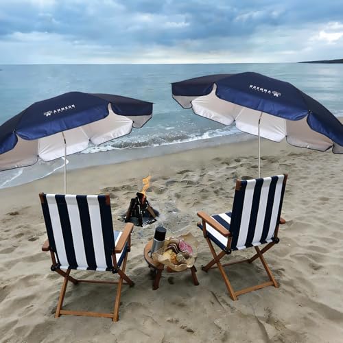 Image of AMMSUN XL Chair Umbrella with Universal Clamp Adjustable 47 inches and 360-degree Swivel UPF 50+, Portable Clamp on Camping or Beach Chair, Stroller, Wheelchair, Golf cart, Navy Blue, 2 PACK