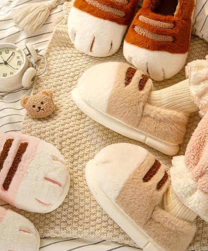 Women's Fluffy Slipper Cat's Paw Cotton Shoes with Velvet Padded Winter Cute Fuzzy Slippers Warm Lovely Home Shoes Non Slip3