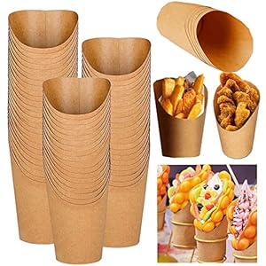 SCHYIDA Pack of 50 Bubble Waffle Bags 14 oz Bubble Waffle Iron Bags Cardboard Chips Bags Bubble Waffles Accessories Chip Holder Snack Container Kraft Paper Bubble Waffle Cups for Fries Waffle