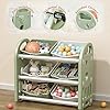 Kids Toy Organizer with 6 Storage Bins, Toy Organizer and Storage for Kids Toys, Children Toy Storage Organizer for Playroom, Kids Room, Nursery Room (Green)