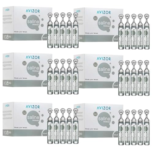 Avízor Saline - Solution Saline Avizor Unidoses 30x5ml - Pack de 6 boîtes - Rinçage et Hydratation des Lentilles de Contact