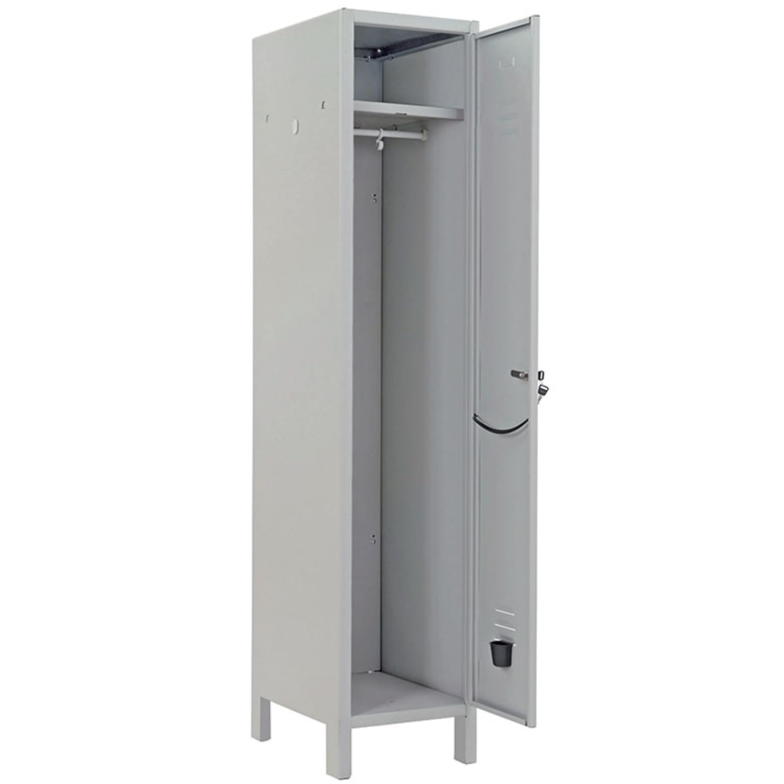 Armadio Spogliatoio 1 Posto in Metallo con Chiusura Serratura Armadietto Guardaroba Salvaspazio Slim Capiente Grigio RAL 7035