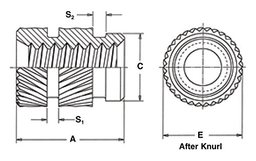 Pem Heat Staking Insert, Straight Wall, Thru-Threaded - Metric, IUTC-M3