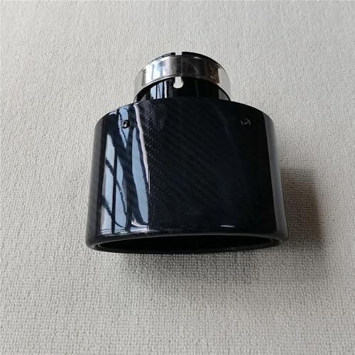 Escape de coche de alta gama en fibra de carbono brillante ovalada y acero negro texturizado 3
