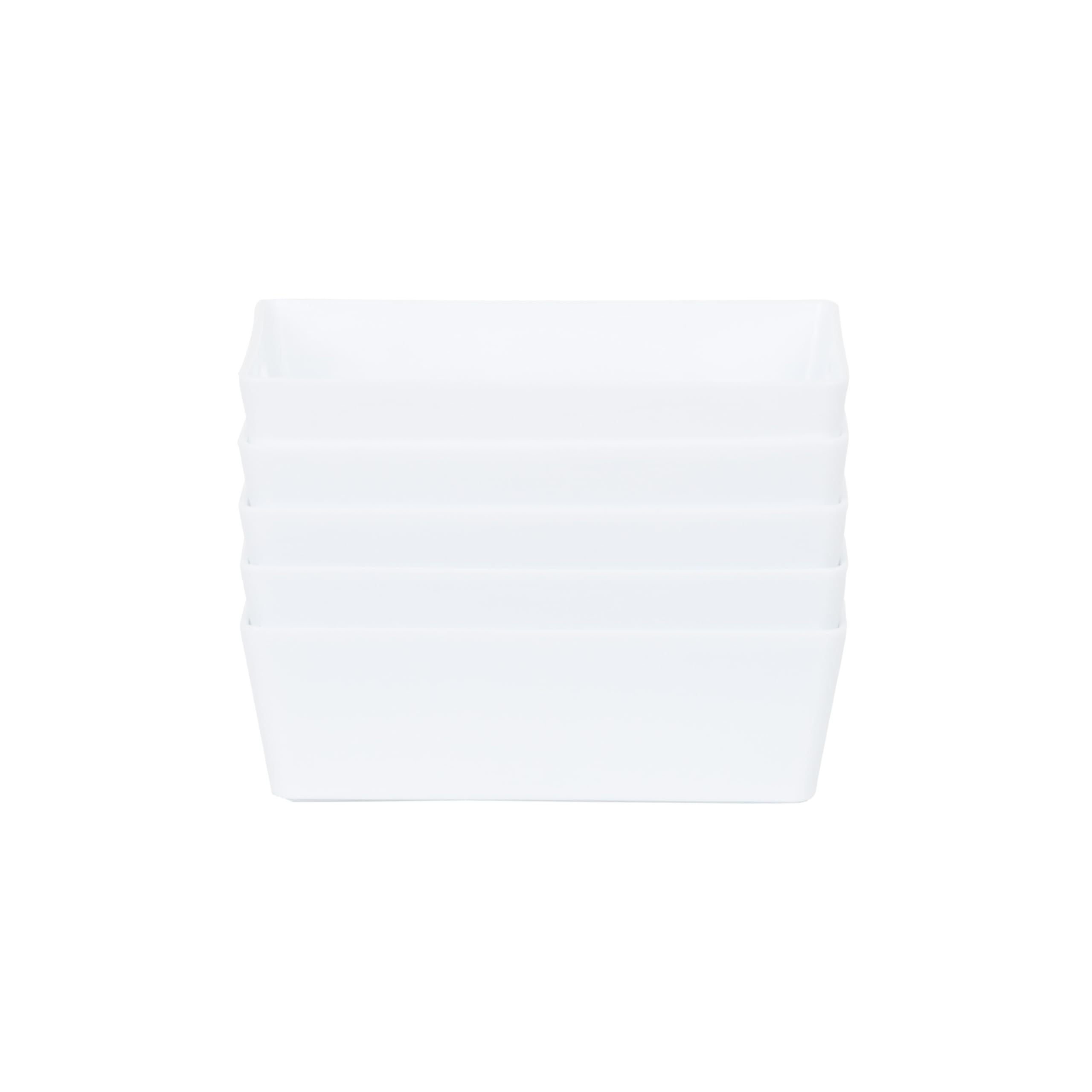 Wham Ice White 5X Plastic Studio Basket 3.01 Rectangular Home & Office Storage Basket, 16.5 X 12 X 5Cm, 770Ml (Ice White)