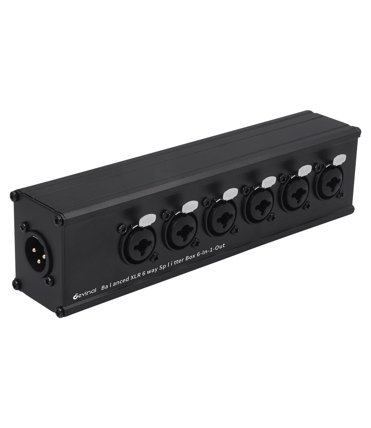 Connettore combinato TS/TRS XLR a 3 pin da 6,35 mm, scatola audio passiva stereo a 6 vie, cavo splitter box 6 in 1, sei convertitore bilanciato da 0,25 pollici o XLR femmina a 1 maschio