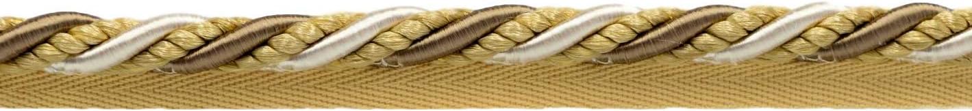 DÉCOPRO 3/8" (1cm) Alexander Collection Decorative Twisted Rope Cord Trim with Lip # 0038AXL, Golden Raven Black #LX10 (Pure Black, Yellow Gold, Cherry Red) 12 Yard Package (36 ft/11m)