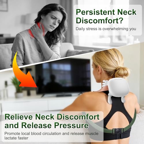Neck Massager with Heat, 4D Kneading Shiatsu for Pain Relief (White) — view 5