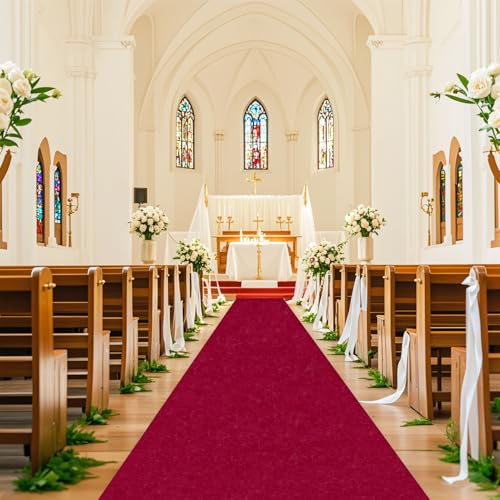FUHSY Burgundy Aisle Runner for Weddings Velvet Aisle Runners 4FTx15FT Bridal Wedding Floor Runner Party Aisle Runner Rug Carpet Aisle Runners for Ceremony Indoor Outdoor