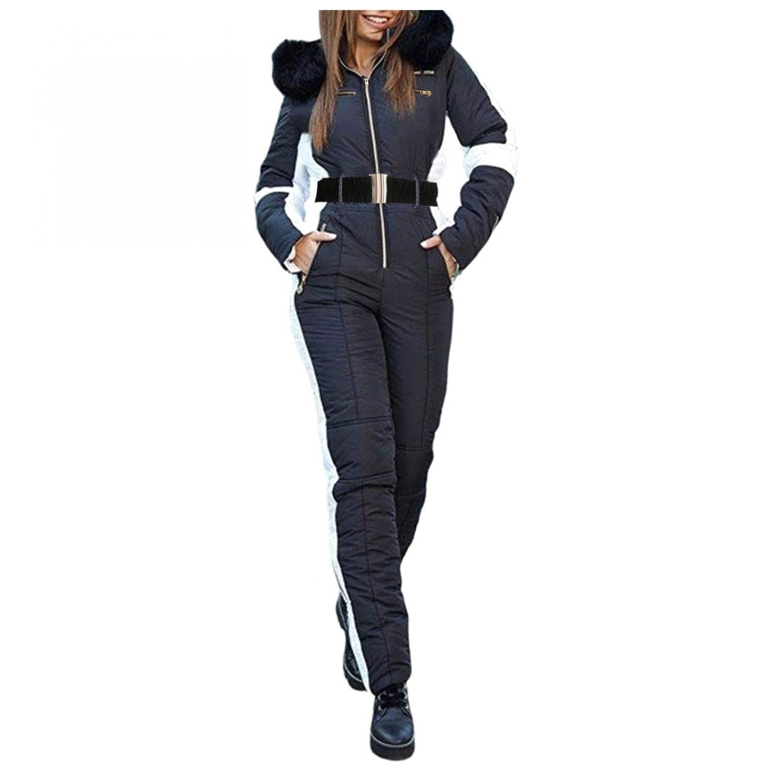 Traje de esquí para mujer de una pieza - Traje de nieve de una pieza para mujer, mono de esquí para invierno, impermeable, mono de nieve, cálido mono de nieve, mono largo, para exteriores, mono de