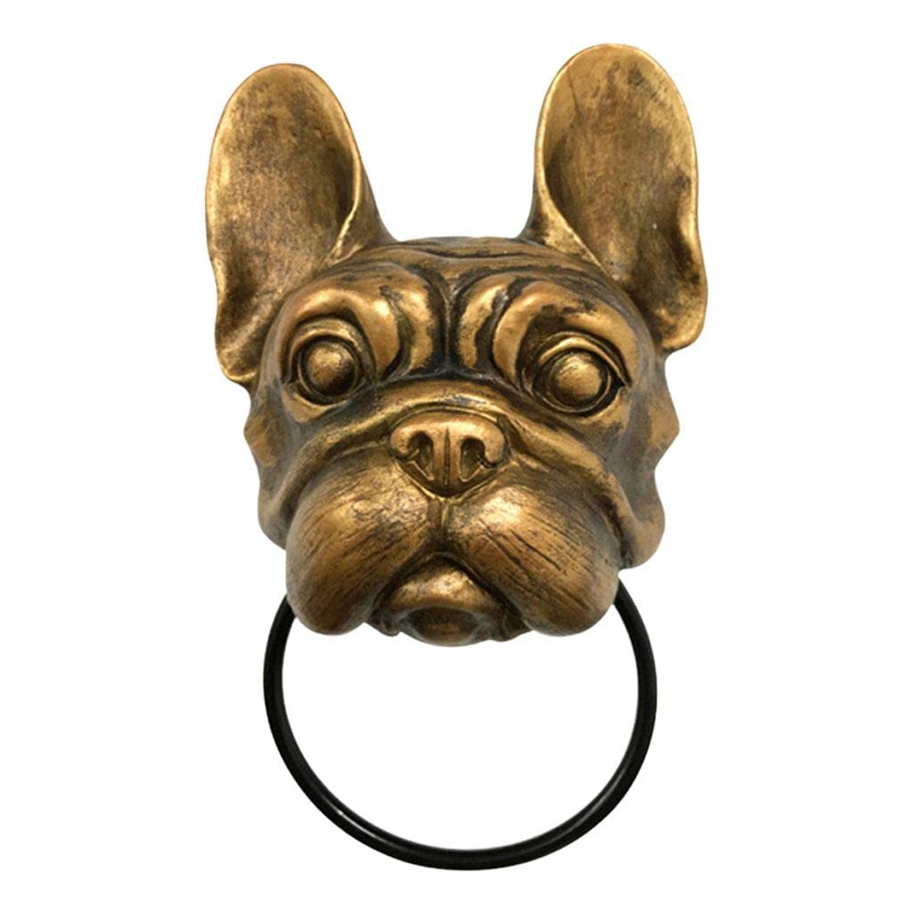 Wovebius French Bulldog Vintage Style Dog Head Knocker Door Gate Wall Hanging Statue Sculpture