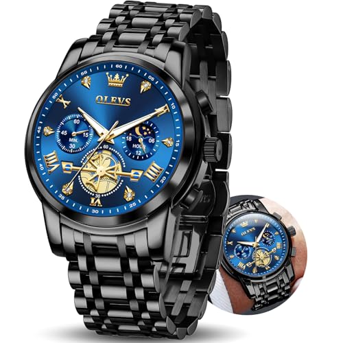 Image of OLEVS Watches for Men Luxury Dress Stainless Steel Waterproof Chronograph