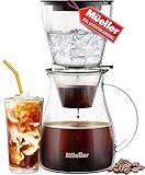 Mueller QuickBrew Smooth Cold Brew Coffee and Tea Maker 47 oz, Dripper Iced Coffee Brewer Maker with Adjustable Water Flow, Stainless Steel Filter, Borosilicate Glass Carafe