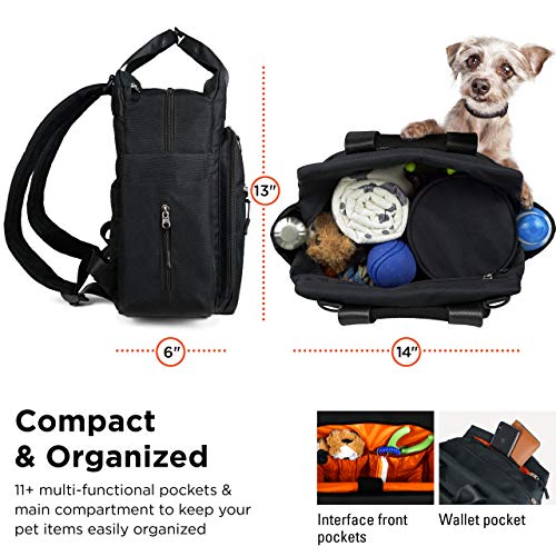 ARCA PET Travel Bag for Cat & Dog Backpack - Store All Dog Stuff & Puppy Supplies - Includes 1 Dog Travel Bag, 1 Large Dog Food Travel Container, 2 Collapsible Travel Dog Bowls (Black) - Image 6