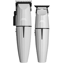 JRL Professional Cordless Hair Clipper & Trimmer Combo Ghost Collection #1 GH2024-1 with Smart-ClipTM Adaptive Motor Technology to Prevent Snagging & Stalling, Barber Hair Cutting Kit, White