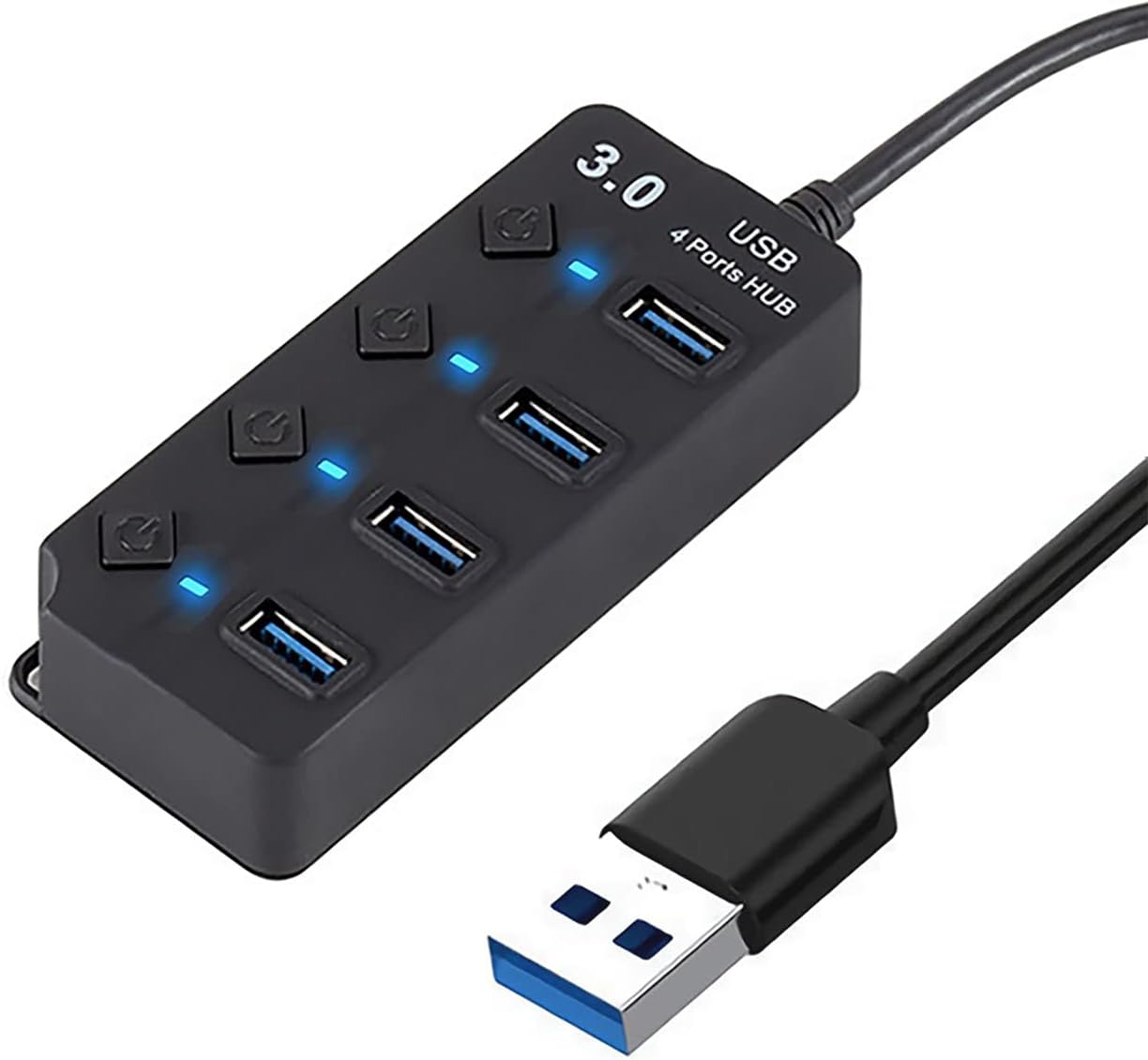 USB 3.0 Hub Ultra-thin USB splitter,4 port usb extension with Individual On/Off Switche,Portable Expansion Data Hub