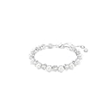 Matrix Tennis bracelet, Crystal pearl, Round cut, clear, Rhodium finish