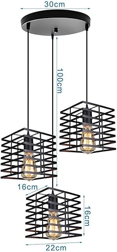 Miniatura 7 de Vintage Industrial Style Adjustable Hanging Light Fixture for Café, Loft, Conference Room, Hotel - Elegant Metal Cage Design(B2)