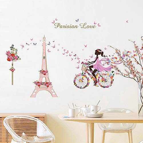 Vinilos decorativos infantiles bicicleta y flores 145x80 cm miniatura 4