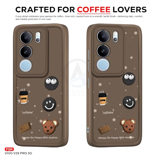 Image of AESTMO Back Case Cover for Vivo V29 / V29 Pro Cover | Cute Fun Cartoon 3D Ball | Coffee Silicone Case | Full Body Protection | Camera Protection Back Cover for Vivo V29 / V29 Pro (Brown)