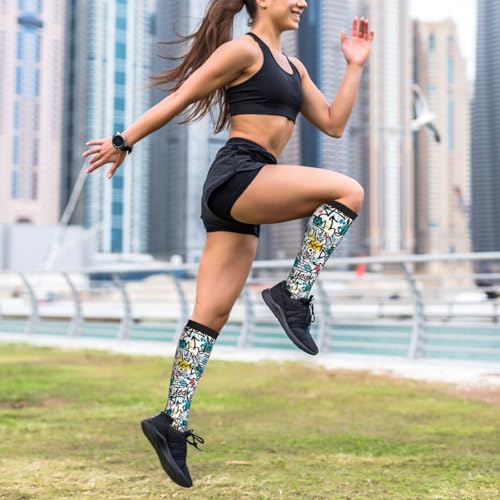 Image of Compression Socks for Women Men Circulation Graduated Supports Socks for Running Travel Nurse Athletic Sports