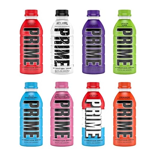 NEW! Prime Hydration Sports Drink All 8 Flavors Variety Pack - Electrolyte Beverage - Meta Moon, Lemon Lime, Tropical Punch, Blue Raspberry, Orange, Grape, Ice Pop & Strawberry Watermelon - 16.9Fl Oz (8-Pack)