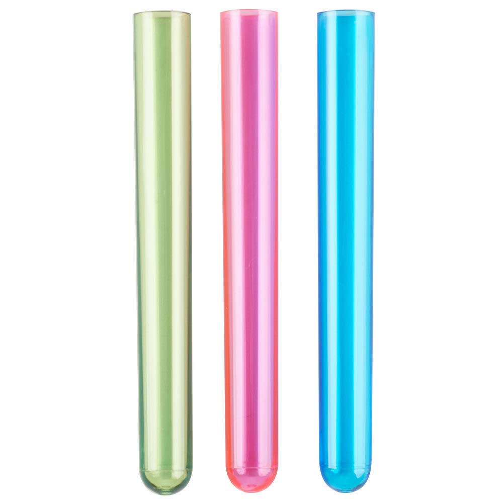 5 5/8" Neon Plastic Test Tube Shot Assorted Colors 3/4 oz Shooter - 100 Pack