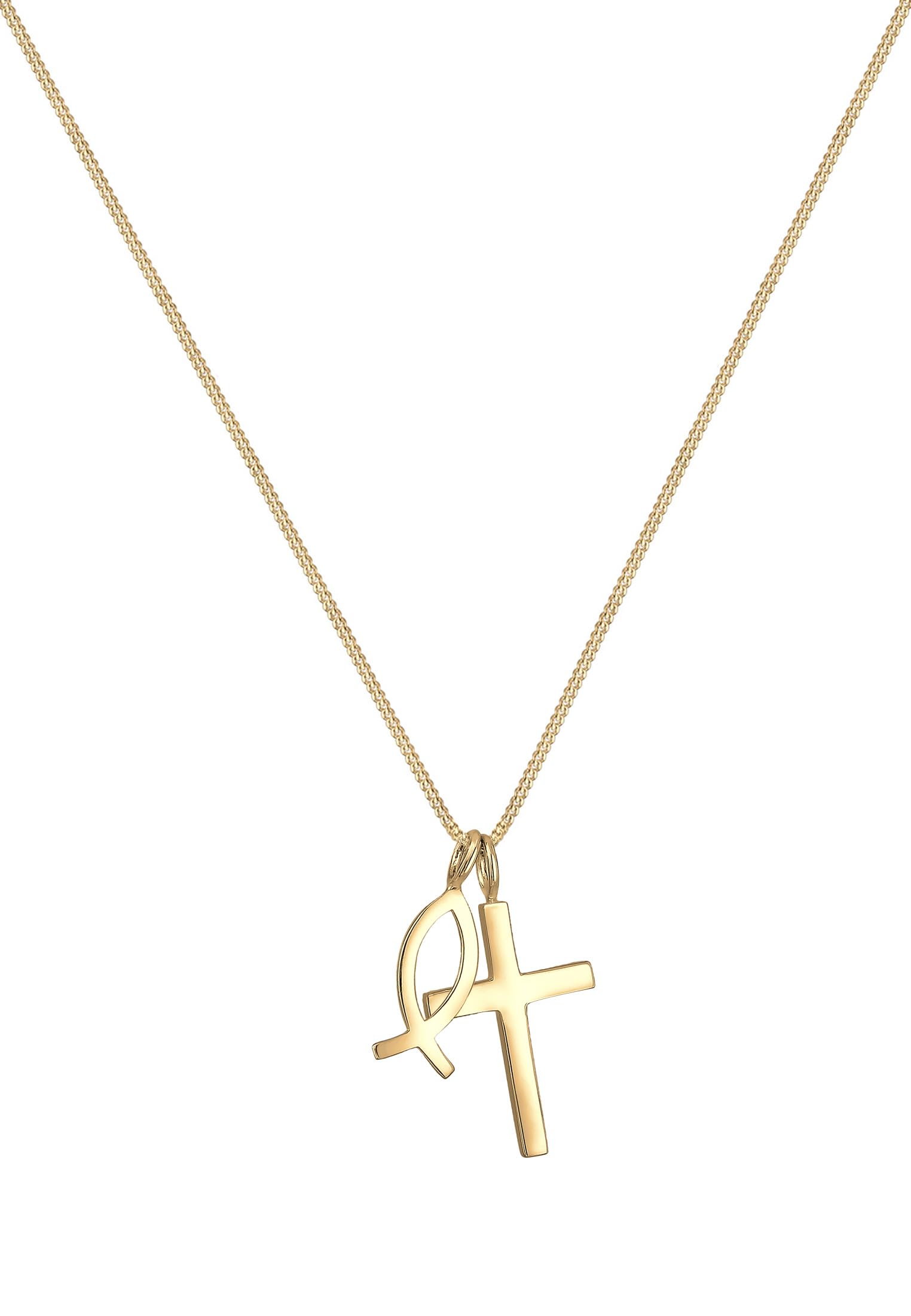Elli Collares Mujeres Colgante Cruz Pez en Plata de Ley 925