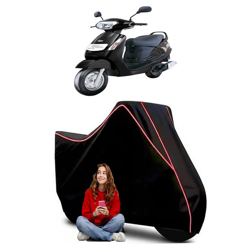 Image of Duro DZ Scooty Bike Cover Water Resistant Outdoor Use Universal Fit Scooters Motorcycles Heavy Duty UV Protection Dust Rain Scratch Resistant Elastic Bottom Black Blue Piping