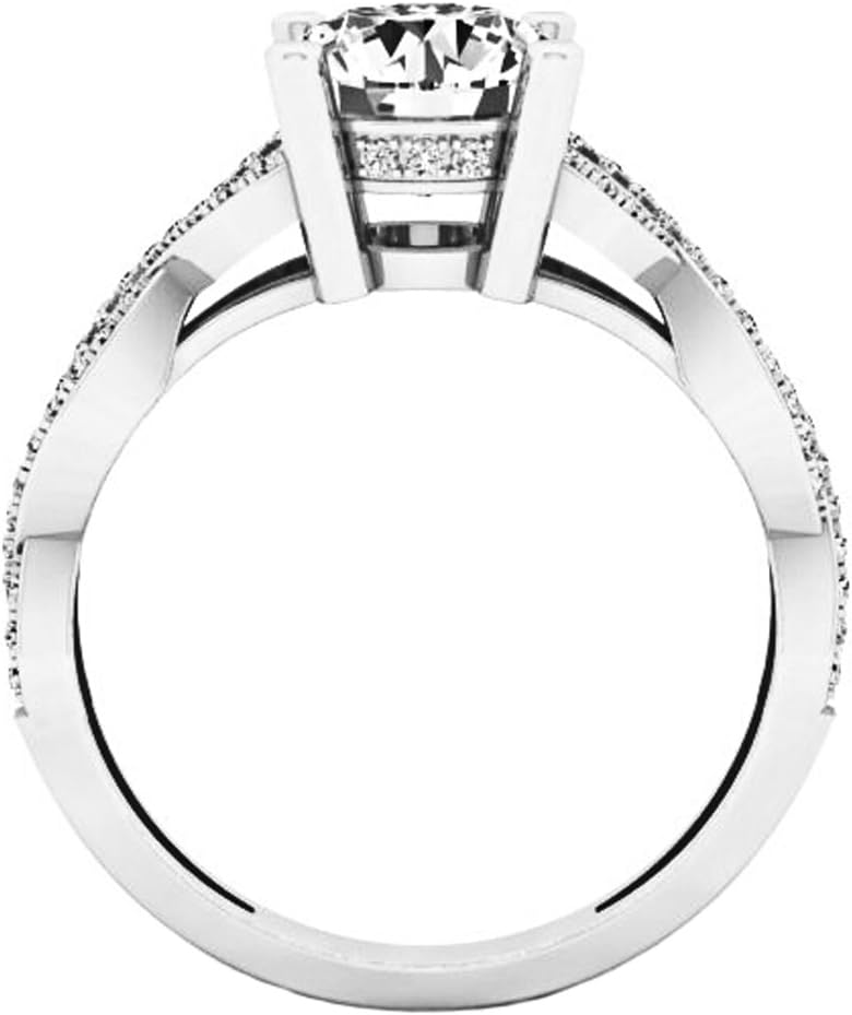 Dazzlingrock Collection GIA Certified 1.75 Ctw 14K Real Solid Gold Round Natural Diamond Crossover Bridal Promise Engagement Ring