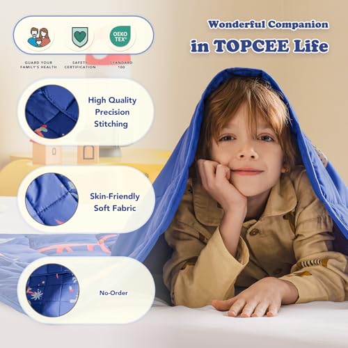 Topcee Weighted Blanket (7 lbs, 40" x 60") Cooling Throw Heavy Blanket for Sleeping Apply to 40-60 lbs, Soft Thick Breathable Blanket with Glass Bead, Easy Care