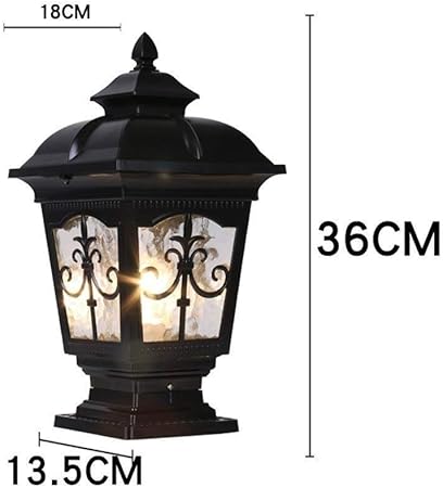 GUOCC Creative Tradition Outdoor Waterproof Stigma Column Lamp Continental Glass Shade E27 Decoration Illumination Aluminum Garden Street Pillar Lamp Villa Gate Aisle Post Porch Patio Floor Lights Lig photo 3