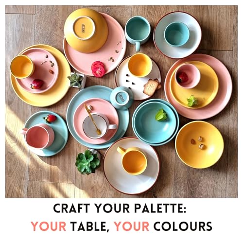 Image of Ceramic 21 Piece Dinner Set | Pebble Grey | Bone-Ash Free, Lead Free | Microwave, Oven, Dishwasher Safe | (Pebble Grey, 21 Piece Dinner Set)