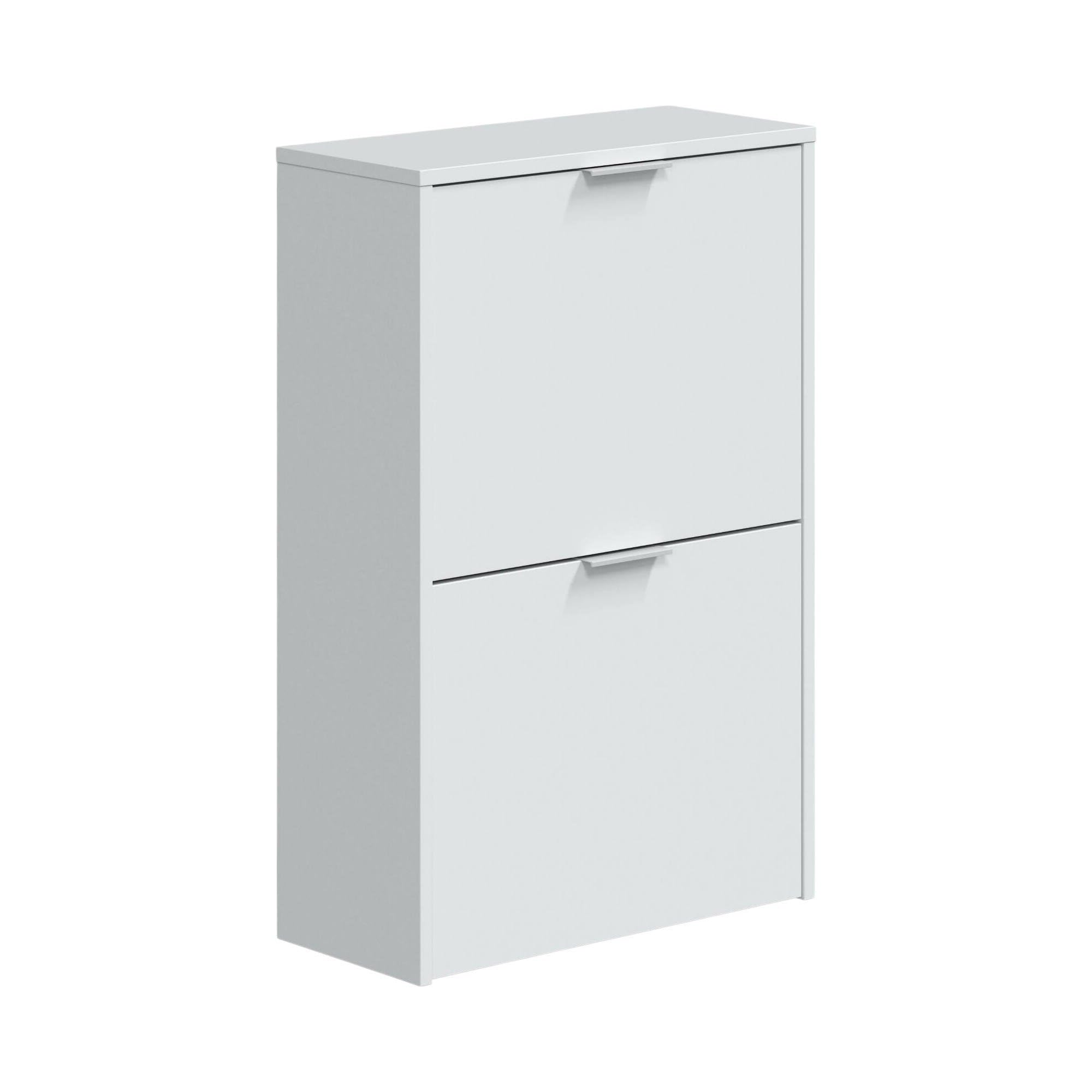 Dmora - Scarpiera Valdosta, Portascarpe salvaspazio a 2 ante, Scarpiera da ingresso, Armadio scarpiera, 50x22h76 cm, Bianco
