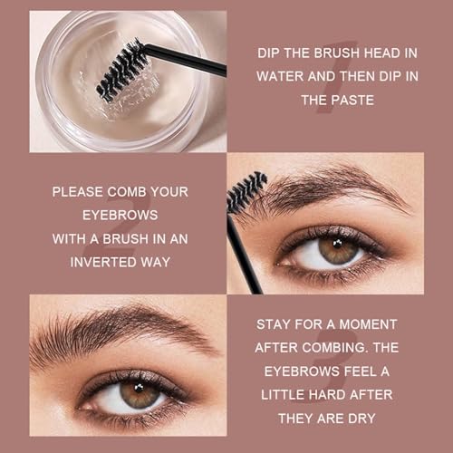 Waterproof Eyebrow Pomade Kit with Dual-Ended Brush - Smudgeproof & Long-Lasting 3D Brow Gel Soap (Dark Brown) | Quick-Dry Formula, Oil-Free & 12H Wear for Natural-Looking Defined Brows - Image 6