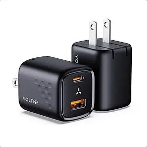 VOLTME USB C Charger 30W, 2-Pack Dual Port Fast Charger Block, Compact Wall Charger Foldable Plug Adapter for iPhone 14 13 12 11 Pro Max Mini, Samsung, iPad Pro, Pixel, MacBook Air