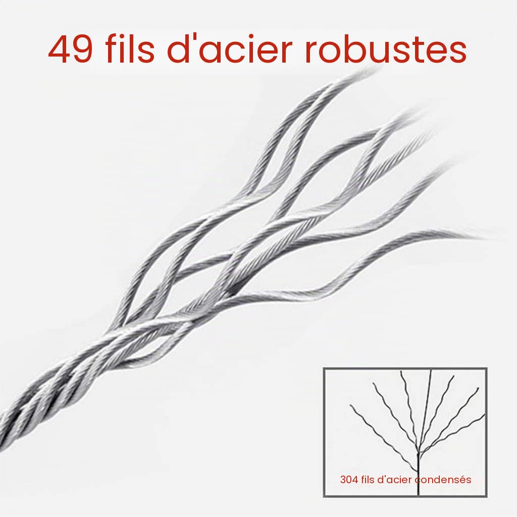 Étendoir à linge rétractable de 6 m, fixation murale, robuste, avec câble métallique en acier inoxydable 304, pour intérieur et extérieur, blanc