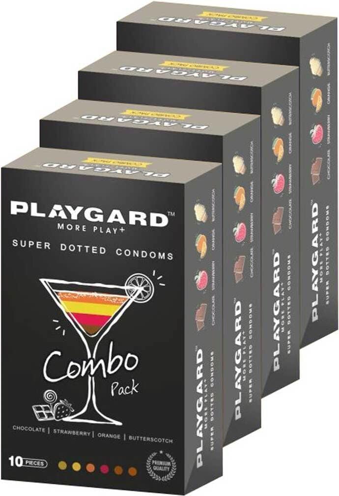 Playgard More Play Super Dotted Condoms (Chocolate, Strawberry, Orange and Butterscotch, 40 S), Combo Pack-image-30