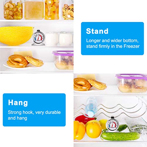 Refrigerator Thermometer, 2 Pack Fridge Thermometer Stainless Steel Freezer Thermometer With Red Indicator, Large Dial Thermometers For Freezers Monitoring Thermometer For Home, Kitchen, Restaurants #TOP4