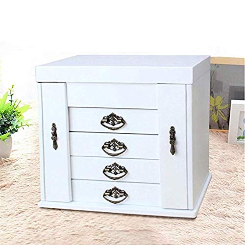 Boîte à bijoux en bois chic : coffret de rangement verrouillable avec miroir