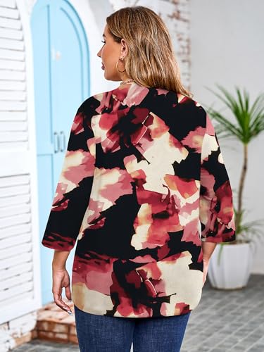 Chulianyouhuo Womens Plus Size Tops 3/4 Sleeve Casual V Neck Tee Shirts — view 4